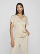 VIELLETTE V-NECK S/S SATIN TOP - NO