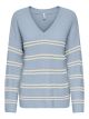ONLIBI LS STRIPE V-NECK CC KNT