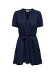 ONLLEONI SS V NECK SHORT DRESS WVN